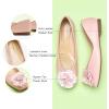C.Paravano Ballet Flats for Women | Women’s Flats | Square Toe | Slip On Dress Shoes | Satin Flower Shoes(Pink)