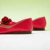 C.Paravano Ballet Flats for Women | Women’s Flats | Square Toe | Slip On Dress Shoes | Satin Flower Shoes(Red)