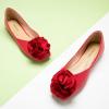 C.Paravano Ballet Flats for Women | Women’s Flats | Square Toe | Slip On Dress Shoes | Satin Flower Shoes(Red)