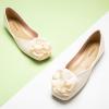 C.Paravano Ballet Flats for Women | Women’s Flats | Square Toe | Slip On Dress Shoes | Satin Flower Shoes(White)