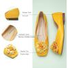 C.Paravano Ballet Flats for Women | Women’s Flats | Square Toe | Slip On Dress Shoes | Satin Flower Shoes(Yellow)