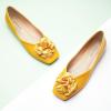 C.Paravano Ballet Flats for Women | Women’s Flats | Square Toe | Slip On Dress Shoes | Satin Flower Shoes(Yellow)