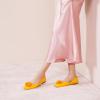 C.Paravano Ballet Flats for Women | Women’s Flats | Square Toe | Slip On Dress Shoes | Satin Flower Shoes(Yellow)