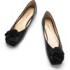 C.Paravano Ballet Flats for Women | Women’s Flats | Square Toe | Slip On Dress Shoes | Satin Flower Shoes(Black)