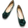 C.Paravano Ballet Flats for Women | Women’s Flats | Square Toe | Slip On Dress Shoes | Satin Flower Shoes(Dark Green)