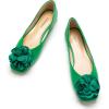 C.Paravano Ballet Flats for Women | Women’s Flats | Square Toe | Slip On Dress Shoes | Satin Flower Shoes(Green)