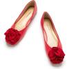 C.Paravano Ballet Flats for Women | Women’s Flats | Square Toe | Slip On Dress Shoes | Satin Flower Shoes(Red)
