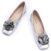 C.Paravano Ballet Flats for Women | Women’s Flats | Square Toe | Slip On Dress Shoes | Satin Flower Shoes(Silver)