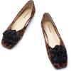 C.Paravano Ballet Flats for Women | Women’s Flats | Square Toe | Slip On Dress Shoes | Satin Flower Shoes(S-leopard)