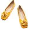 C.Paravano Ballet Flats for Women | Women’s Flats | Square Toe | Slip On Dress Shoes | Satin Flower Shoes(Yellow)