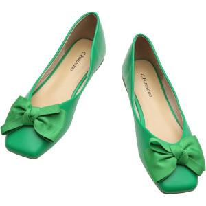 C.Paravano Flats for Women | Women’s Flats | Square Toe Flats | Ballet Flat | Low Heels for Women(Green)