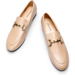 C.Paravano Loafers for Women | Penny Loafers | Slip-on Flats Shoes | Moccasin for Walking | Women’s Loafer Flat | Business Casual Shoe(Almond)