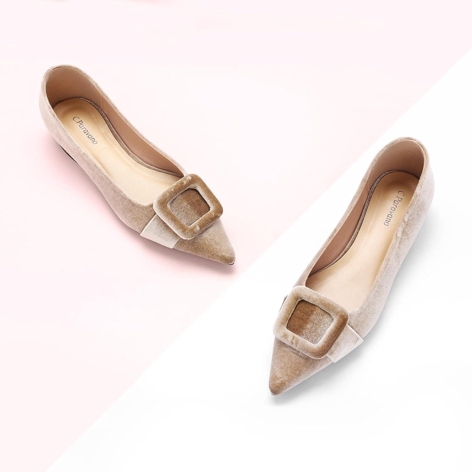 imageCParavano Velvet Flats Womens Pointed Toe Shoes Dressy Flats for Women Designer ShoesVelvet Camlet