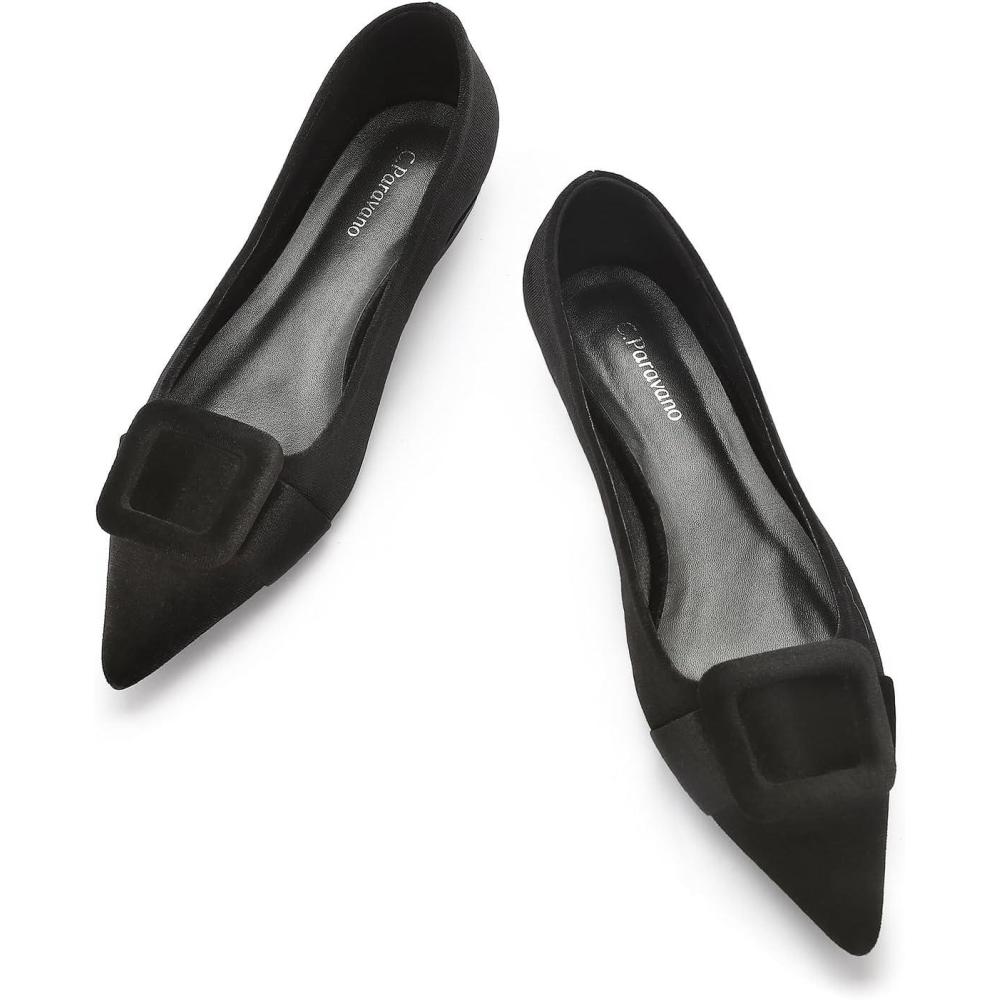 imageCParavano Velvet Flats Womens Pointed Toe Shoes Dressy Flats for Women Designer ShoesVelvet Black