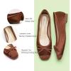 C.Paravano Ballet Flats | Square Toe Shoes | Bow Slip Ons | Ballet Shoes for Women | Dressy Flats for Women(Brown)