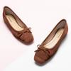 C.Paravano Ballet Flats | Square Toe Shoes | Bow Slip Ons | Ballet Shoes for Women | Dressy Flats for Women(Brown)