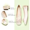 C.Paravano Ballet Flats | Square Toe Shoes | Bow Slip Ons | Ballet Shoes for Women | Dressy Flats for Women(Champagne)
