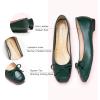 C.Paravano Ballet Flats | Square Toe Shoes | Bow Slip Ons | Ballet Shoes for Women | Dressy Flats for Women(Dark Green)