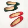 C.Paravano Ballet Flats | Square Toe Shoes | Bow Slip Ons | Ballet Shoes for Women | Dressy Flats for Women(Dark Green)