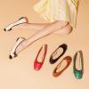 C.Paravano Ballet Flats | Square Toe Shoes | Bow Slip Ons | Ballet Shoes for Women | Dressy Flats for Women(Green)