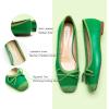 C.Paravano Ballet Flats | Square Toe Shoes | Bow Slip Ons | Ballet Shoes for Women | Dressy Flats for Women(Green)
