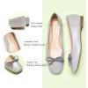 C.Paravano Ballet Flats | Square Toe Shoes | Bow Slip Ons | Ballet Shoes for Women | Dressy Flats for Women(Grey)
