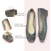 C.Paravano Ballet Flats | Square Toe Shoes | Bow Slip Ons | Ballet Shoes for Women | Dressy Flats for Women(Grey-n)