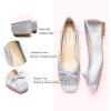 C.Paravano Ballet Flats | Square Toe Shoes | Bow Slip Ons | Ballet Shoes for Women | Dressy Flats for Women(Light Blue)