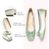 C.Paravano Ballet Flats | Square Toe Shoes | Bow Slip Ons | Ballet Shoes for Women | Dressy Flats for Women(Light Green)
