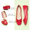 C.Paravano Ballet Flats | Square Toe Shoes | Bow Slip Ons | Ballet Shoes for Women | Dressy Flats for Women(Red)