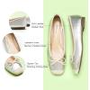 C.Paravano Ballet Flats | Square Toe Shoes | Bow Slip Ons | Ballet Shoes for Women | Dressy Flats for Women(Silver)