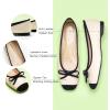 C.Paravano Ballet Flats | Square Toe Shoes | Bow Slip Ons | Ballet Shoes for Women | Dressy Flats for Women(White)