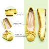 C.Paravano Ballet Flats | Square Toe Shoes | Bow Slip Ons | Ballet Shoes for Women | Dressy Flats for Women(Yellow)