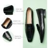 C.Paravano Loafer for Women | Leather Penny Loafers | Slip On Loafer | Women’s Loafers | Squared Toe Loafer Flat | Black Comfort Loafer Shoes(Black,Size 7.5)