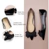 C.Paravano Pointy Bow Flats Women’s Flats Comfortable Stylish Slip-On Shoes for Casual and Office(Black Patent)