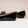 C.Paravano Pointy Bow Flats Women’s Flats Comfortable Stylish Slip-On Shoes for Casual and Office(Black Patent)