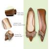 C.Paravano Pointy Bow Flats Women’s Flats Comfortable Stylish Slip-On Shoes for Casual and Office(Brown)
