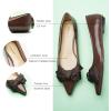 C.Paravano Pointy Bow Flats Women’s Flats Comfortable Stylish Slip-On Shoes for Casual and Office(Dark Brown)