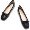 C.Paravano Ballet Flats | Square Toe Shoes | Bow Slip Ons | Ballet Shoes for Women | Dressy Flats for Women(Black)