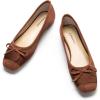 C.Paravano Ballet Flats | Square Toe Shoes | Bow Slip Ons | Ballet Shoes for Women | Dressy Flats for Women(Brown)