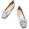C.Paravano Ballet Flats | Square Toe Shoes | Bow Slip Ons | Ballet Shoes for Women | Dressy Flats for Women(Light Blue)