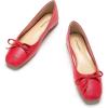 C.Paravano Ballet Flats | Square Toe Shoes | Bow Slip Ons | Ballet Shoes for Women | Dressy Flats for Women(Red)
