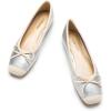 C.Paravano Ballet Flats | Square Toe Shoes | Bow Slip Ons | Ballet Shoes for Women | Dressy Flats for Women(Silver)