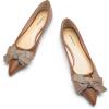 C.Paravano Pointy Bow Flats Women’s Flats Comfortable Stylish Slip-On Shoes for Casual and Office(Brown)