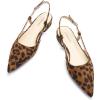 C.Paravano Slingback Flats | Pointed Toe Flats | Slingback Sandals | Women’s Slingback Dress Shoes | Adjustable Buckle Sandals(Leopard Flats)