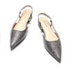 C.Paravano Slingback Flats | Pointed Toe Flats | Slingback Sandals | Women’s Slingback Dress Shoes | Adjustable Buckle Sandals(Snakeskin Deep Grey)