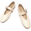 C.Paravano Women’s Flats Shoes | Comfortable Slip on Shoes | Ballet Flats Dress Shoes | Round Toe Mary Jane Flats with Metal Buckle Strap(Cream)