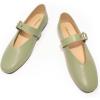 C.Paravano Women’s Flats Shoes | Comfortable Slip on Shoes | Ballet Flats Dress Shoes | Round Toe Mary Jane Flats with Metal Buckle Strap(Green)
