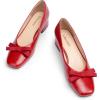 C.Paravano Women’s Pumps | Low Chunky Heel | Block Heels for Women | Dress Shoes for Women | Comfortable Heels with Bow(Red)