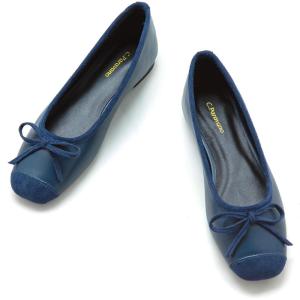 C.Paravano Ballet Flats | Square Toe Shoes | Bow Slip Ons | Ballet Shoes for Women | Dressy Flats for Women(Navy)